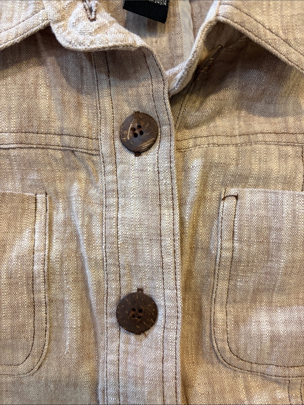 Chapter One Beige Button-Front Linen Jacket - Picture 5 of 7